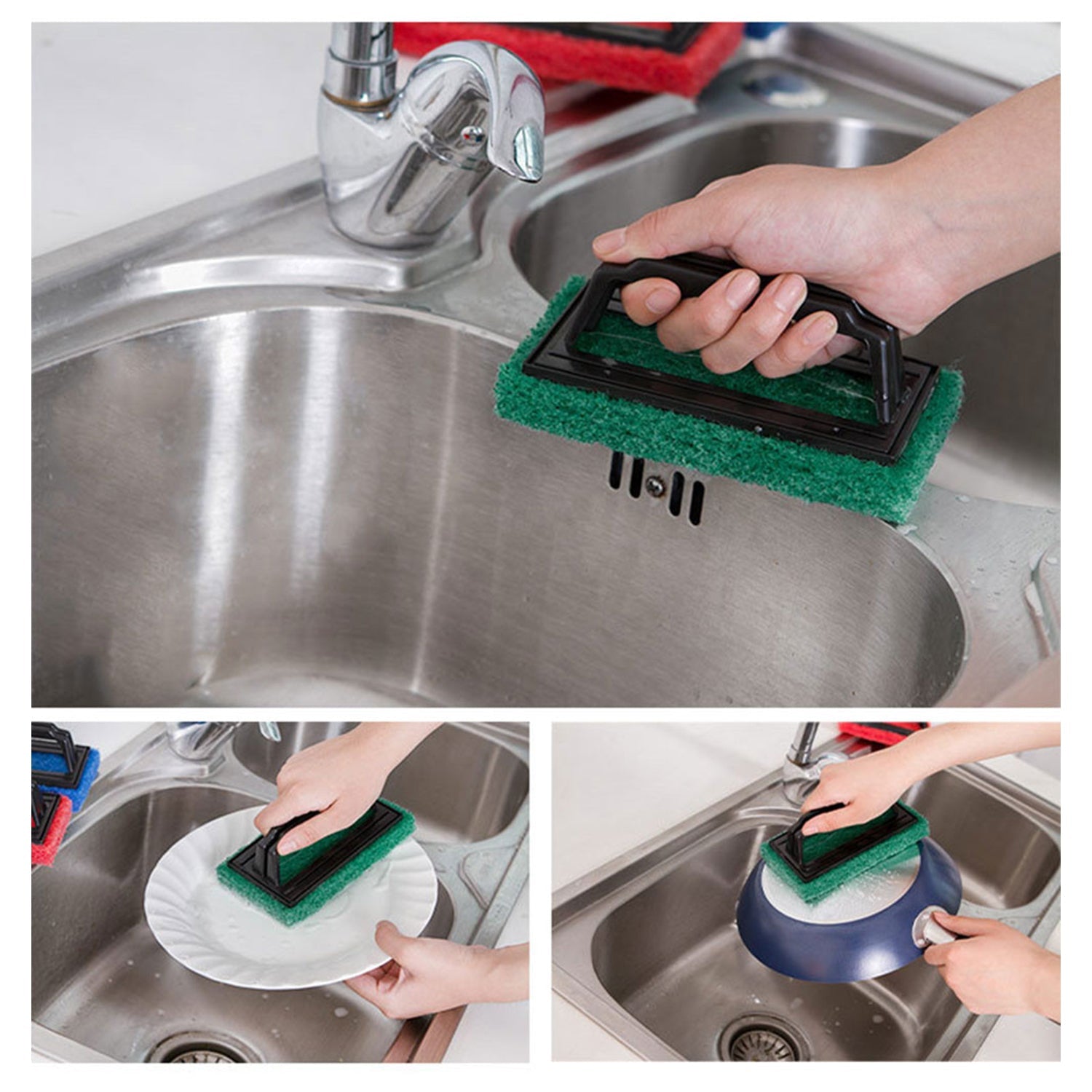 0222 Handle Scrubber Brush widely used by all types of peoples for washing utensils and stuffs in all kinds of bathroom and kitchen places etc. DeoDap 0222 Handle Scrubber Brush widely used by all types of peoples for washing utensils and stuffs in all kinds of bathroom and kitchen places etc. DeoDap